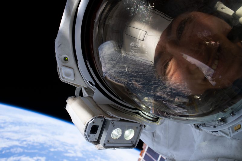 Astronaut Christina Koch selfie during all woman spacewalk