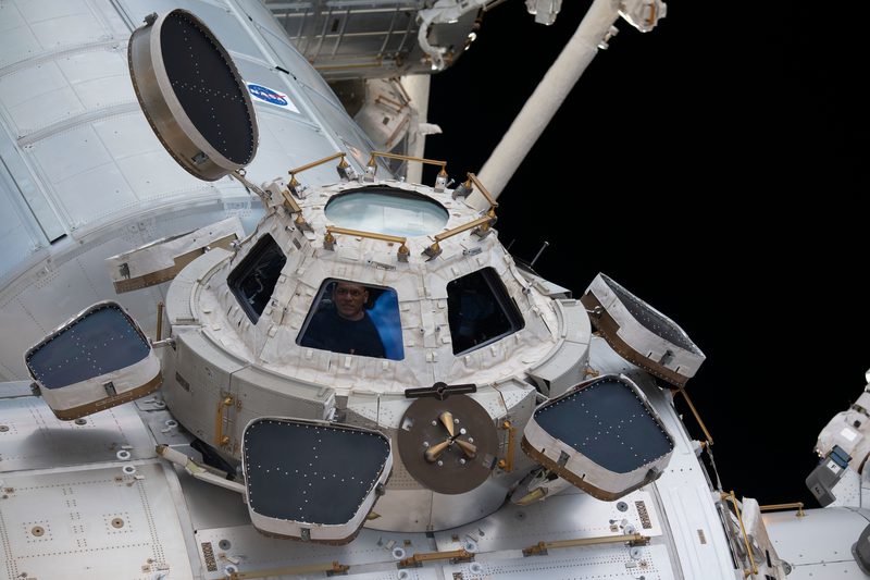 Astronaut Frank Rubio inside the cupola